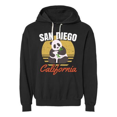 San Diego Retro Panda Zoo California Vintage Garment-Dyed Fleece Hoodie