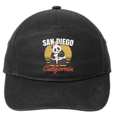 San Diego Retro Panda Zoo California Vintage 7-Panel Snapback Hat