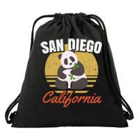 San Diego Retro Panda Zoo California Vintage Drawstring Bag