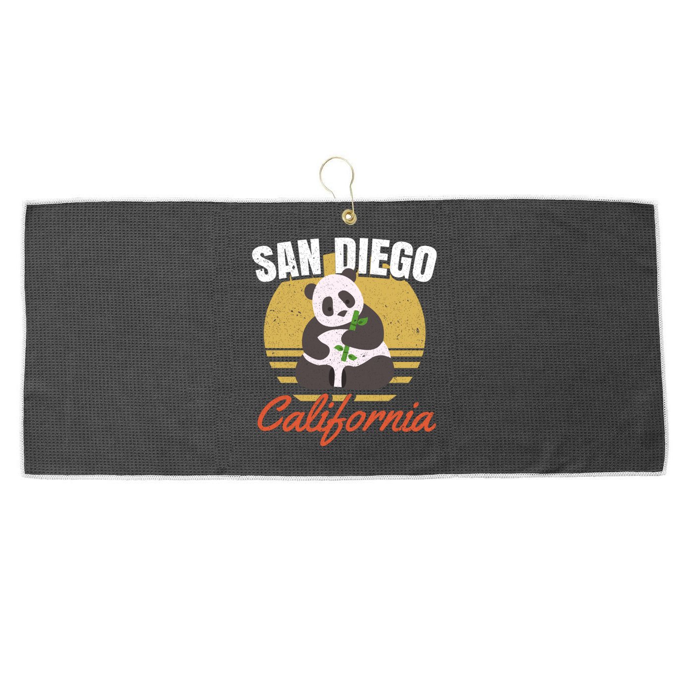 San Diego Retro Panda Zoo California Vintage Large Microfiber Waffle Golf Towel