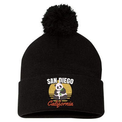San Diego Retro Panda Zoo California Vintage Pom Pom 12in Knit Beanie