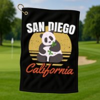 San Diego Retro Panda Zoo California Vintage Golf Towel