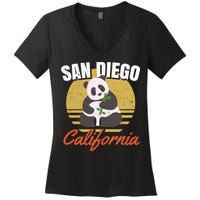 San Diego Retro Panda Zoo California Vintage Women's V-Neck T-Shirt