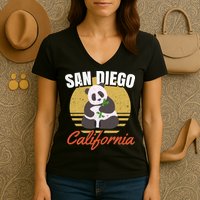 San Diego Retro Panda Zoo California Vintage Women's V-Neck T-Shirt
