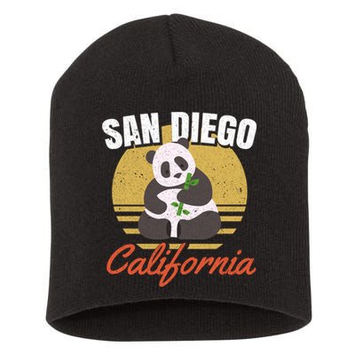 San Diego Retro Panda Zoo California Vintage Short Acrylic Beanie