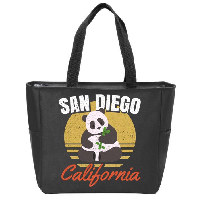 San Diego Retro Panda Zoo California Vintage Zip Tote Bag