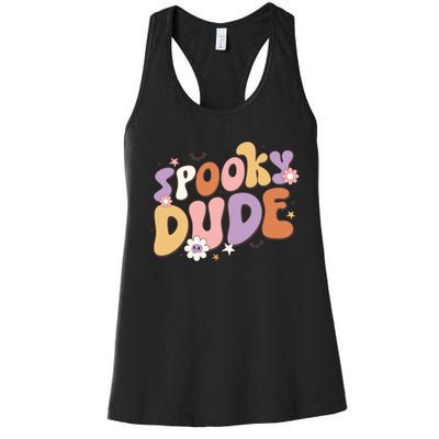 Spooky Dude Retro Groovy Halloween Gift Women's Racerback Tank