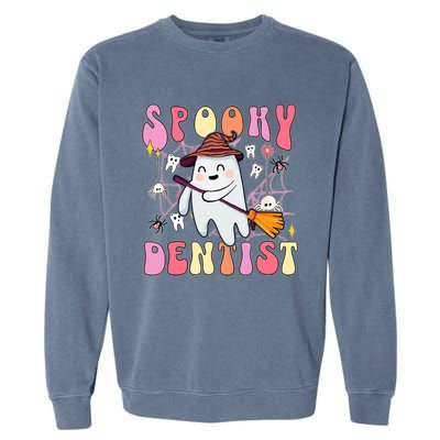 Spooky Dentist Retro Halloween Ghost Dental Humor Gift Garment-Dyed Sweatshirt