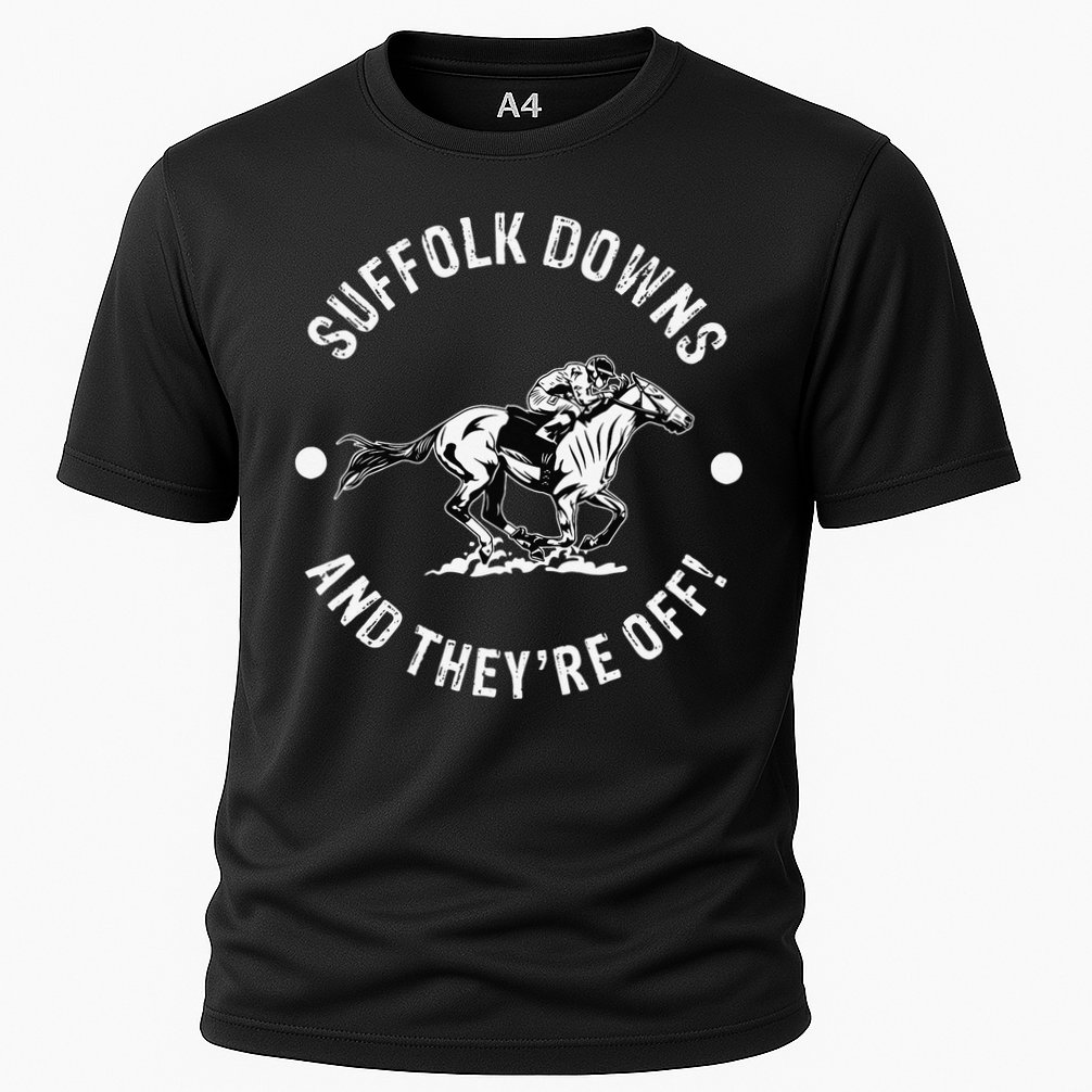 Suffolk Downs Racetrack Horse Racing Fan Equestrian MA Derby Cooling Performance Crew T-Shirt