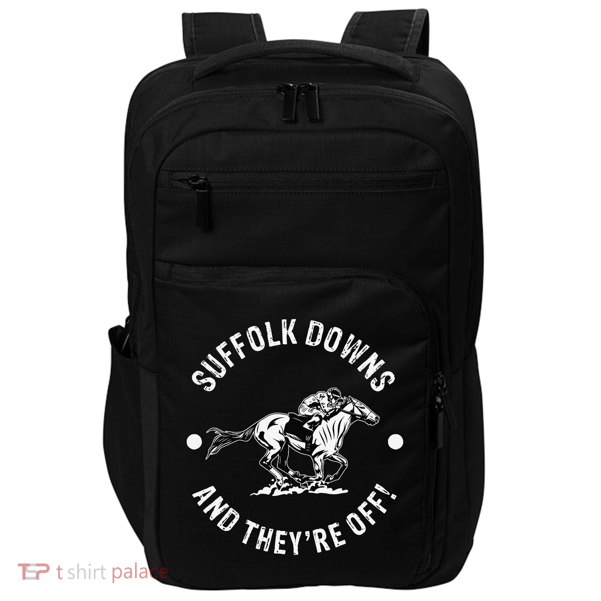 Suffolk Downs Racetrack Horse Racing Fan Equestrian MA Derby Impact Tech Backpack