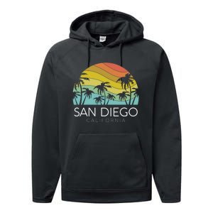 San Diego Retro California La Jolla Oceanside Carlsbad Poway Performance Fleece Hoodie