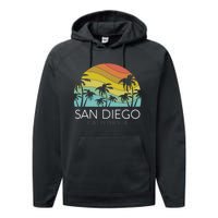 San Diego Retro California La Jolla Oceanside Carlsbad Poway Performance Fleece Hoodie