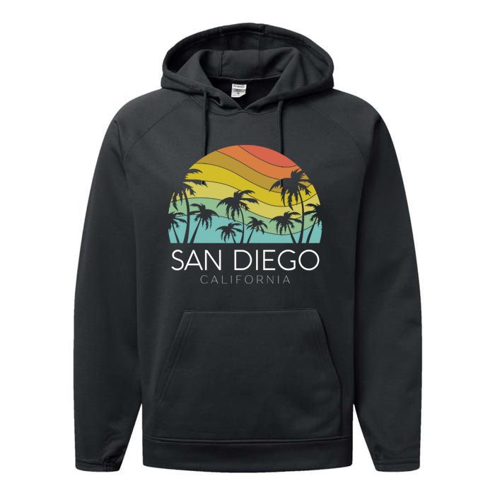 San Diego Retro California La Jolla Oceanside Carlsbad Poway Performance Fleece Hoodie