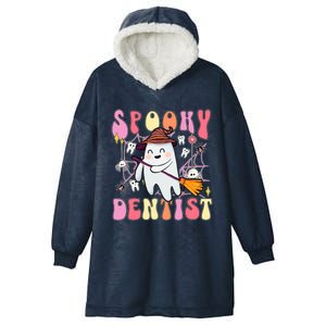 Spooky Dentist Retro Halloween Ghost Dental Humor Gift Hooded Wearable Blanket