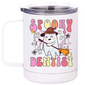 Spooky Dentist Retro Halloween Ghost Dental Humor Gift 12 oz Stainless Steel Tumbler Cup