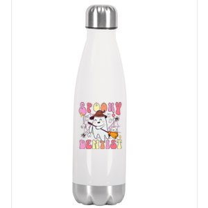 Spooky Dentist Retro Halloween Ghost Dental Humor Gift Stainless Steel Insulated Water Bottle