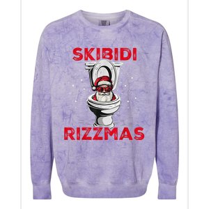 Skibi Di Rizzmas Funny Santa Toilet White Elephant Christmas Colorblast Crewneck Sweatshirt