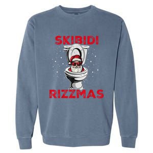 Skibi Di Rizzmas Funny Santa Toilet White Elephant Christmas Garment-Dyed Sweatshirt