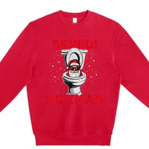 Skibi Di Rizzmas Funny Santa Toilet White Elephant Christmas Premium Crewneck Sweatshirt