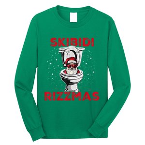 Skibi Di Rizzmas Funny Santa Toilet White Elephant Christmas Long Sleeve Shirt