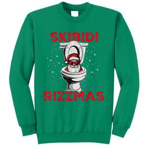 Skibi Di Rizzmas Funny Santa Toilet White Elephant Christmas Sweatshirt