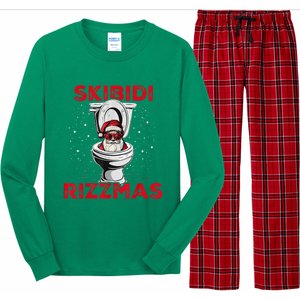 Skibi Di Rizzmas Funny Santa Toilet White Elephant Christmas Long Sleeve Pajama Set