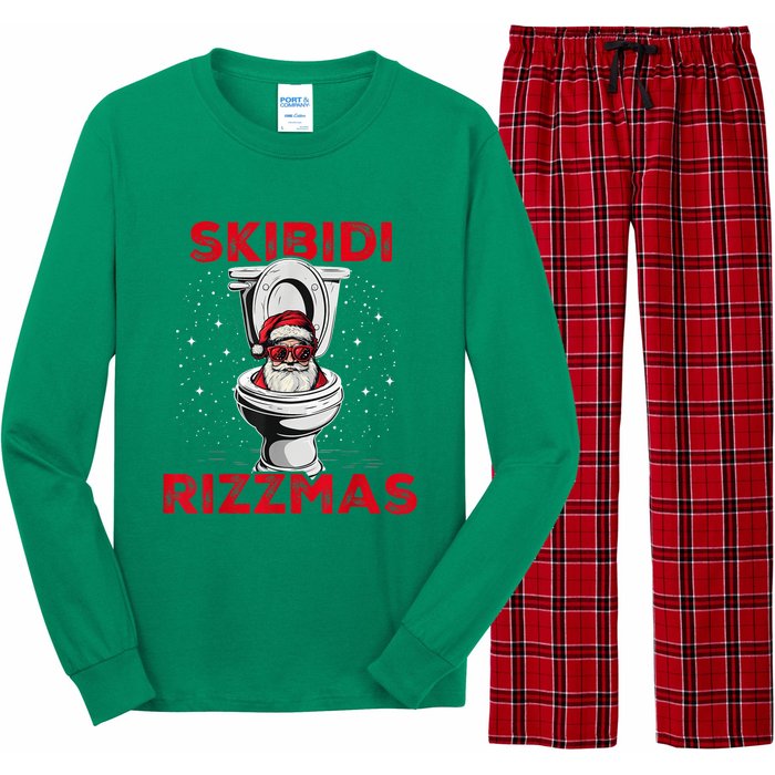 Skibi Di Rizzmas Funny Santa Toilet White Elephant Christmas Long Sleeve Pajama Set