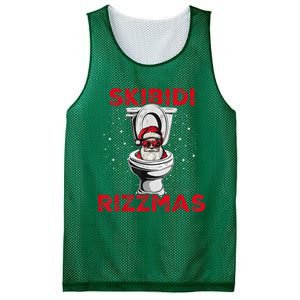 Skibi Di Rizzmas Funny Santa Toilet White Elephant Christmas Mesh Reversible Basketball Jersey Tank