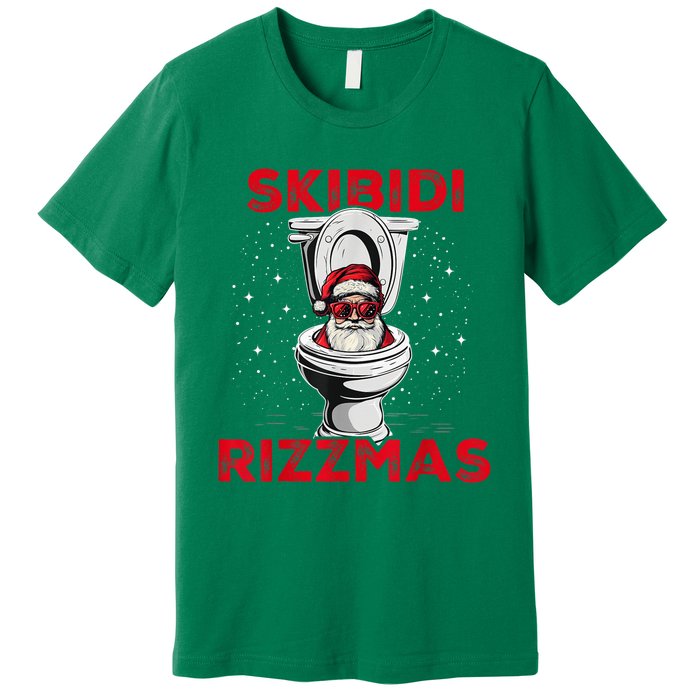 Skibi Di Rizzmas Funny Santa Toilet White Elephant Christmas Premium T-Shirt