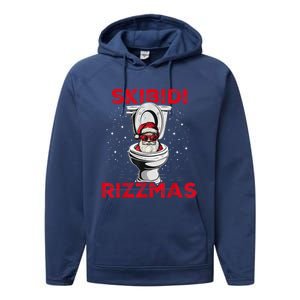 Skibi Di Rizzmas Funny Santa Toilet White Elephant Christmas Performance Fleece Hoodie