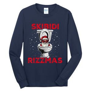 Skibi Di Rizzmas Funny Santa Toilet White Elephant Christmas Tall Long Sleeve T-Shirt