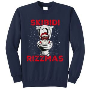 Skibi Di Rizzmas Funny Santa Toilet White Elephant Christmas Tall Sweatshirt