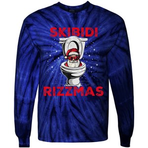 Skibi Di Rizzmas Funny Santa Toilet White Elephant Christmas Tie-Dye Long Sleeve Shirt