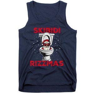 Skibi Di Rizzmas Funny Santa Toilet White Elephant Christmas Tank Top