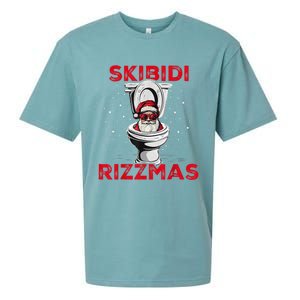 Skibi Di Rizzmas Funny Santa Toilet White Elephant Christmas Sueded Cloud Jersey T-Shirt