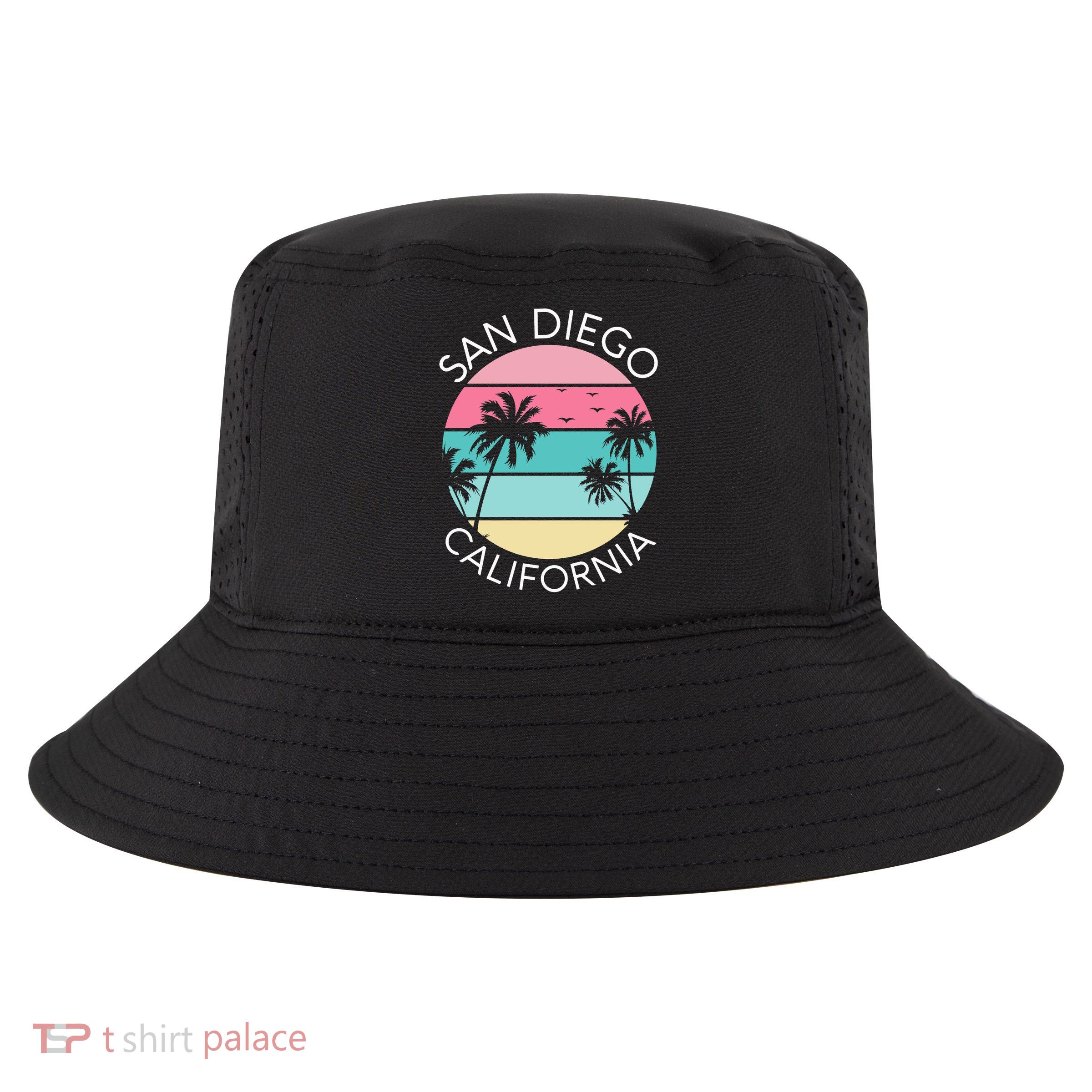 San Diego Retro California Surf Beach SD La Jolla Oceanside Premium Cool Comfort Performance Bucket Hat