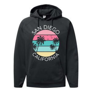 San Diego Retro California Surf Beach SD La Jolla Oceanside Premium Performance Fleece Hoodie