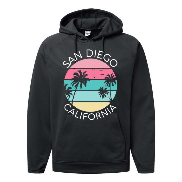 San Diego Retro California Surf Beach SD La Jolla Oceanside Premium Performance Fleece Hoodie