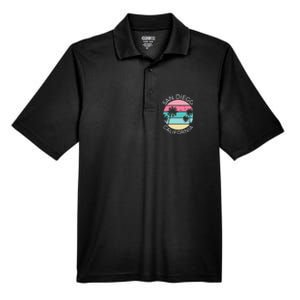 San Diego Retro California Surf Beach SD La Jolla Oceanside Premium Men's Origin Performance Pique Polo