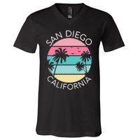 San Diego Retro California Surf Beach SD La Jolla Oceanside Premium V-Neck T-Shirt