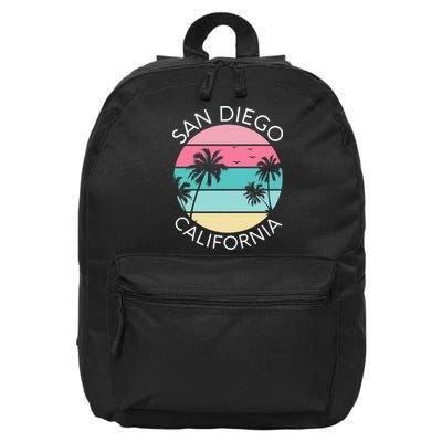 San Diego Retro California Surf Beach SD La Jolla Oceanside Premium 16 in Basic Backpack