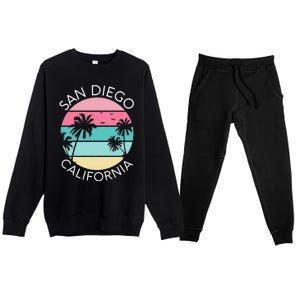 San Diego Retro California Surf Beach SD La Jolla Oceanside Premium Premium Crewneck Sweatsuit Set