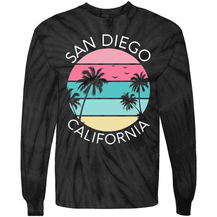 San Diego Retro California Surf Beach SD La Jolla Oceanside Premium Tie-Dye Long Sleeve Shirt