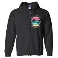 San Diego Retro California Surf Beach SD La Jolla Oceanside Premium Full Zip Hoodie