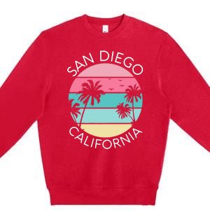 San Diego Retro California Surf Beach SD La Jolla Oceanside Premium Premium Crewneck Sweatshirt