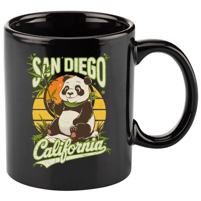 San Diego Retro Panda Zoo California State Vintage Gift 11oz C Handle Ceramic Mug