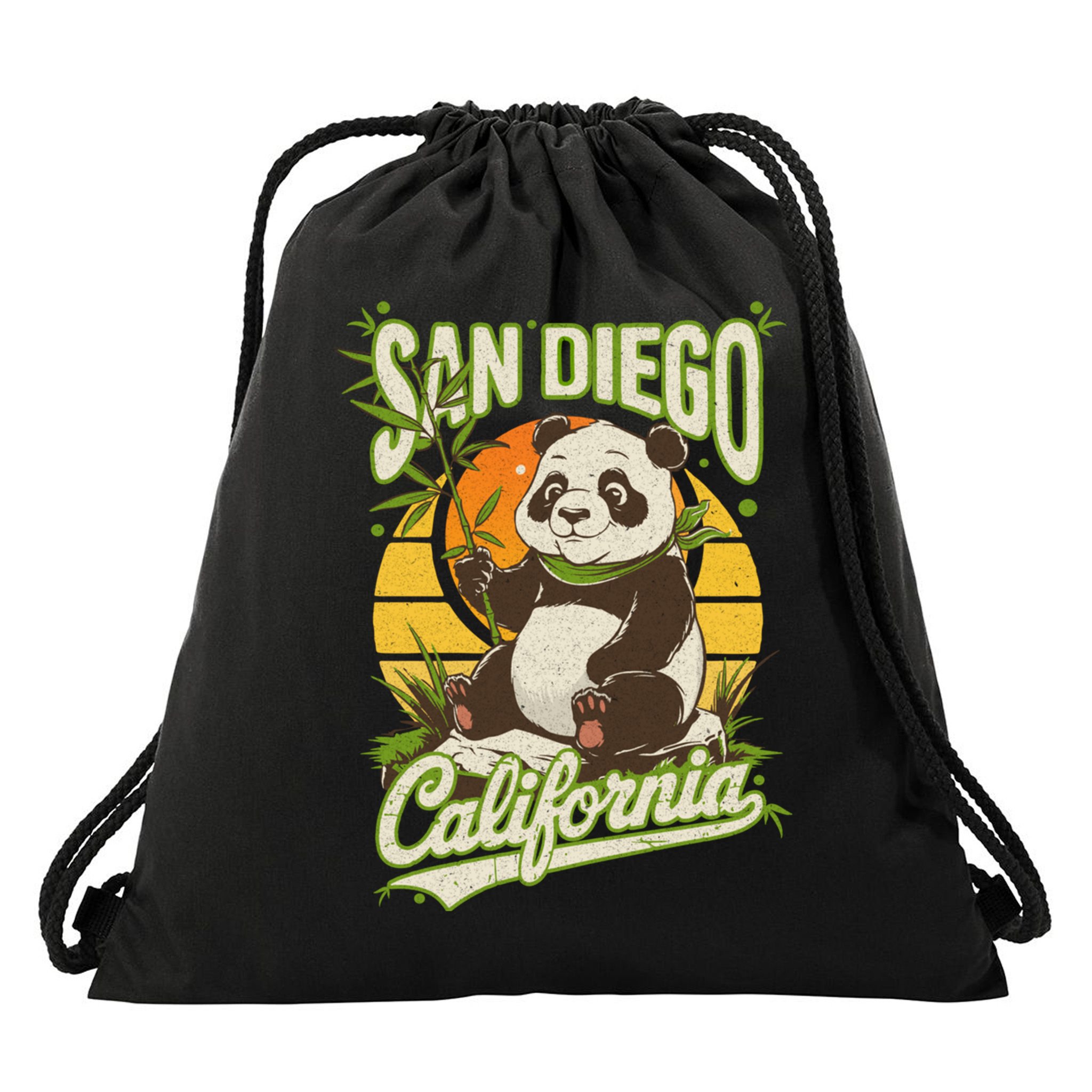 San Diego Retro Panda Zoo California State Vintage Gift Drawstring Bag