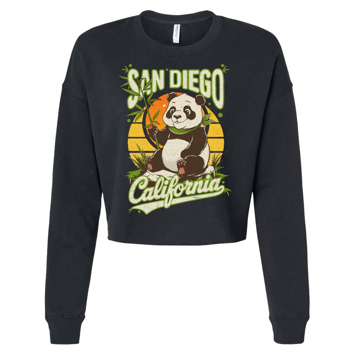 San Diego Retro Panda Zoo California State Vintage Gift Cropped Pullover Crew