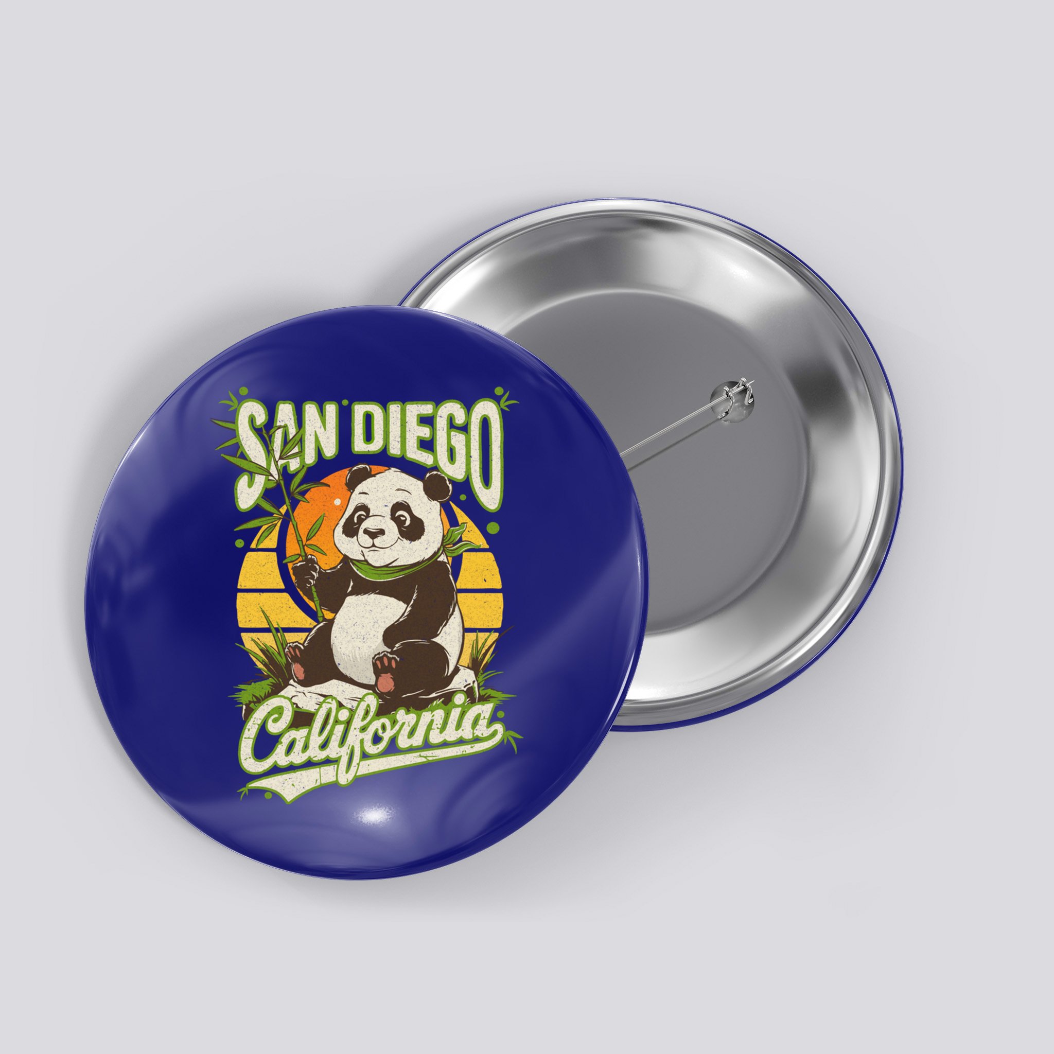 San Diego Retro Panda Zoo California State Vintage Gift Button
