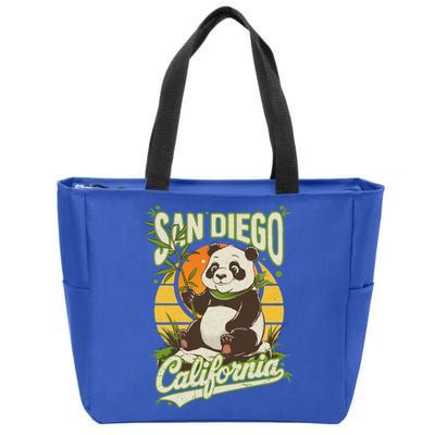 San Diego Retro Panda Zoo California State Vintage Gift Zip Tote Bag